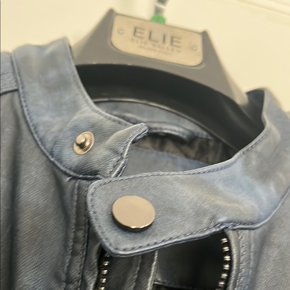 Blue Leather Jacket for Men - Picture 8 of 16